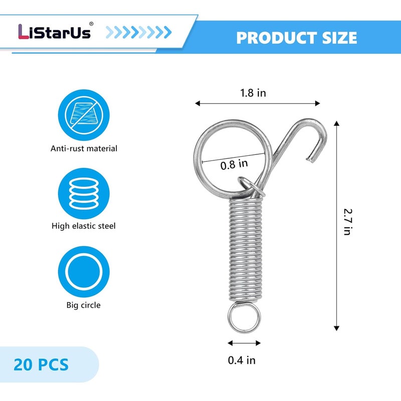 LiStarUs 20 Pack Spring Door Latch for Rabbit Cages, Multi-Functional Metal Pet Spring Door Latch Lock for Fixing Birds Small Animal, Chicken, Dog, Cat, Parrot, Guinea Pig, Squirrel Cages Clips - Image 2